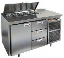 Купить стол для салатов hicold sl1-13gn (1/3) (+2+10), 1 дверь, 3 ящика, 1390х700х850мм в Москве – цена завода, доставка до двери | RuOborudovanie.ru