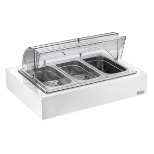 Мармит Pintinox 511B2840 белый настол. 3*Gn1/1 с крыш.Roll Top (чафиндиш) п/к на дер.подст.бел. – купить в Москве по цене завода