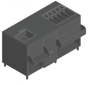 Барная станция Hicold НБМКС-15/6ПК с бортом, +100мм столешница – купить по цене завода
