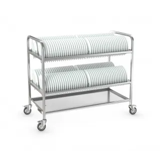 Тележка для тарелок Атеси ТТ-Л-2-1200.600-02 (ТТ-2) 2яруса на 164тарел., колеса, нагрузка до 120кг – купить в Москве по цене завода