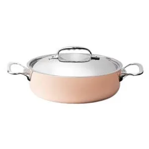 Кастрюля медная 3,0Л D24См H7,5См, с крышкой и ручками из нержавеющей стали 6441.24 – купить в Москве по цене завода