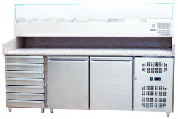 Стол для пиццы Koreco SPZ2610TN (+5/+10) гранит.столеш., 2дв, 7ящ. – купить в RuOborudovanie.ru с доставкой до двери Купить стол для пиццы koreco spz2610tn (+5/+10) гранит.столеш., 2дв, 7ящ. – цена от завода, доставка до двери | RuOborudovanie.ru
