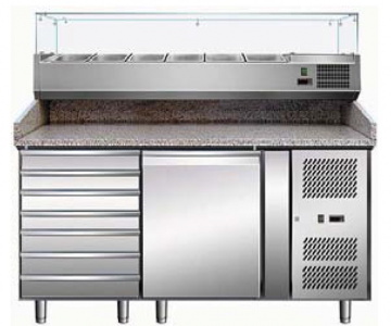 Стол для пиццы Koreco SPZ1610TN (+5/+10) гранит.столеш.1дв, 7ящ.