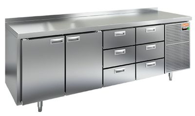 Стол охлаждаемый Hicold GN 1133/TN (-2+10), 2 двери, 6ящиков, 2280х700х850