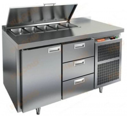 Купить стол для салатов hicold sl1-13gn (1/3) (+2+10), 1 дверь, 3 ящика, 1390х700х850мм – цена от завода, доставка до двери | RuOborudovanie.ru