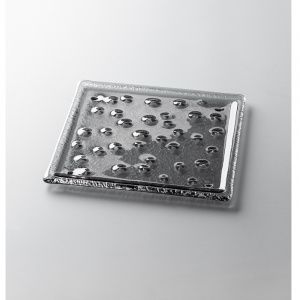 Поднос сервировочный сервировочный 11х11см, с фактурой, стекло, серия Pebble, цвет серый Pb-P-Xs-Gr