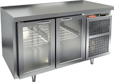 Стол охлаждаемый Hicold GNG 11 HT O (+2+10), островн., 2 стеклянные двери, 1390х700х850