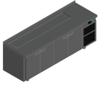 Стол для салатов Hicold Sl1-1111Gn (1/3) М (+2/+10) на колесах, 4двери, бок.агрегат – купить по цене завода