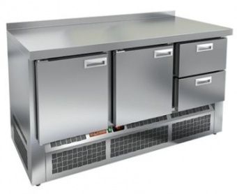 Стол охлаждаемый Hicold GNE 112/TN арт.287453 с бортом 375л, 2 двери, 2 ящ. (-2+10) ниж.агрегат – купить в Москве по цене завода